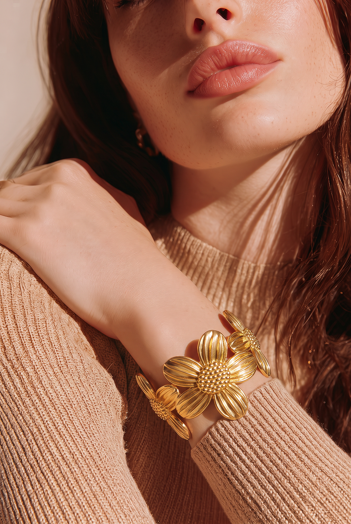 Aurelia Golden Bloom Cuff Bracelet