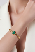 Emerald Clover Crystal Bangle