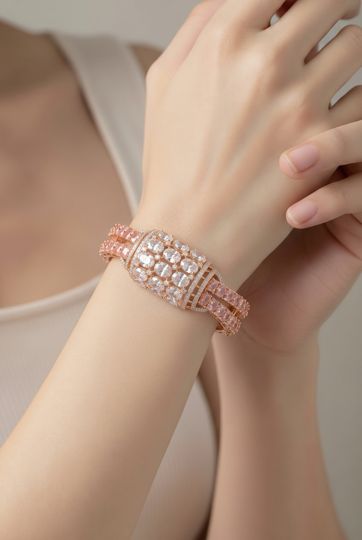 Blush Rose Statement Bangle