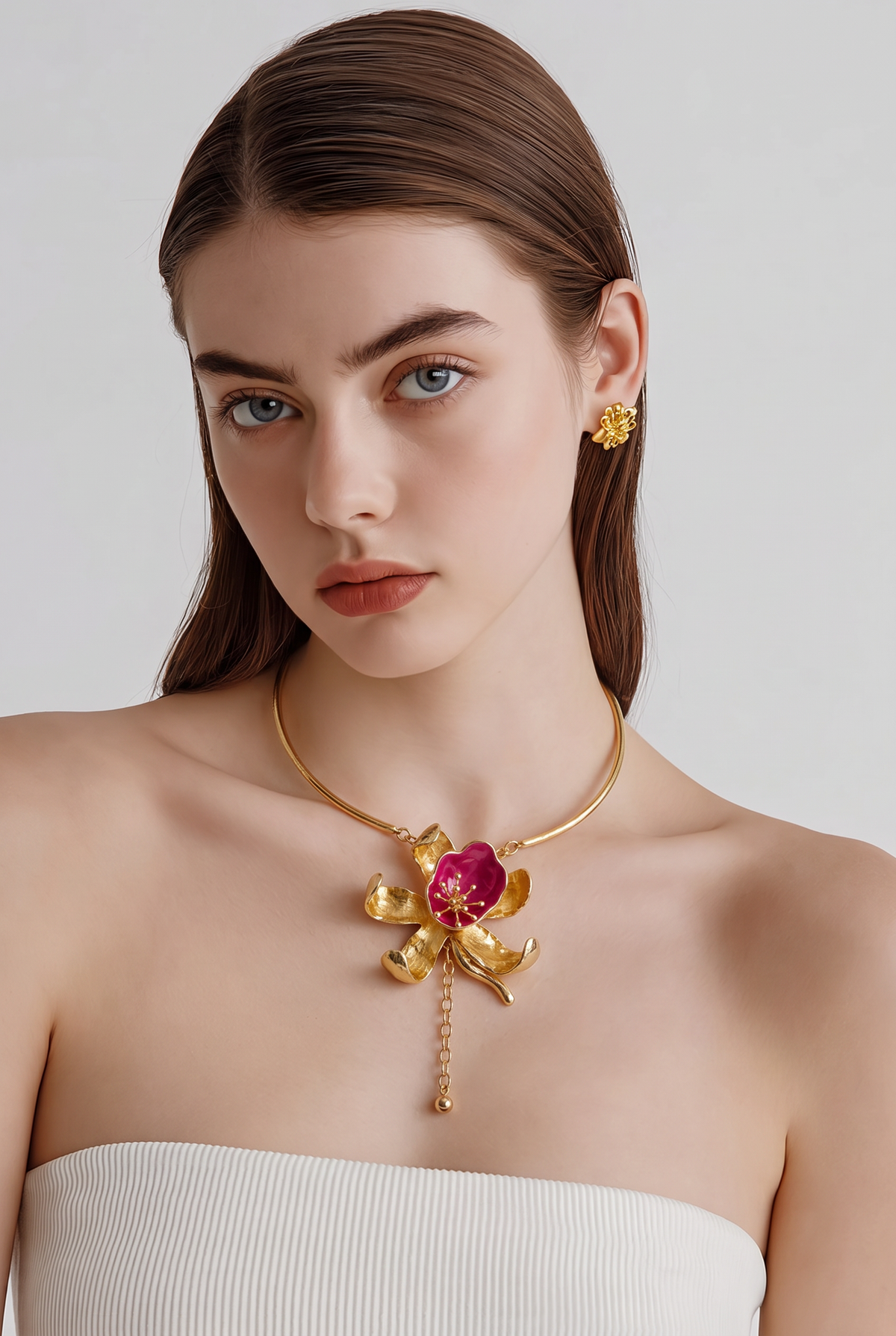 Fuchsia Bloom Sculptural Necklace