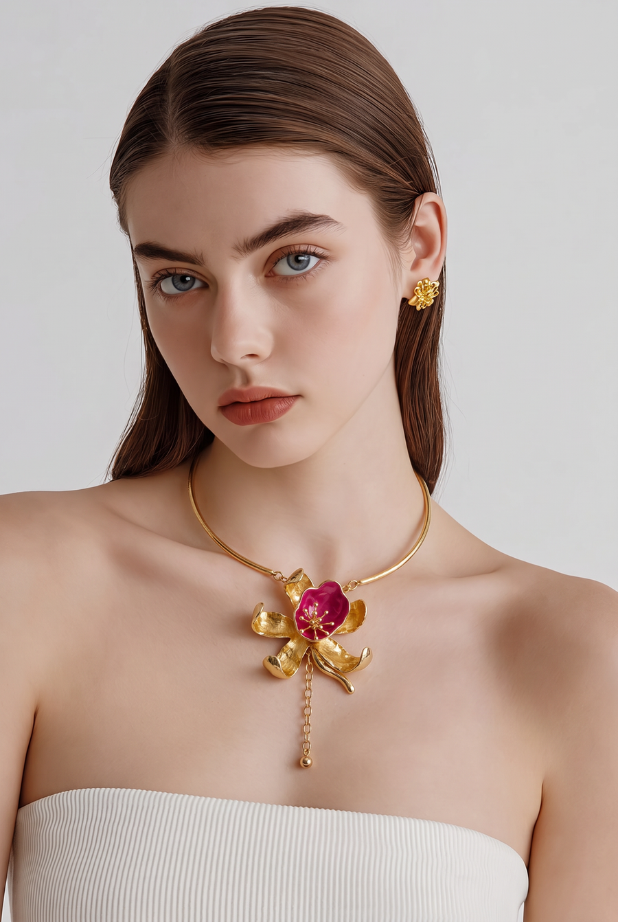 Fuchsia Bloom Sculptural Necklace
