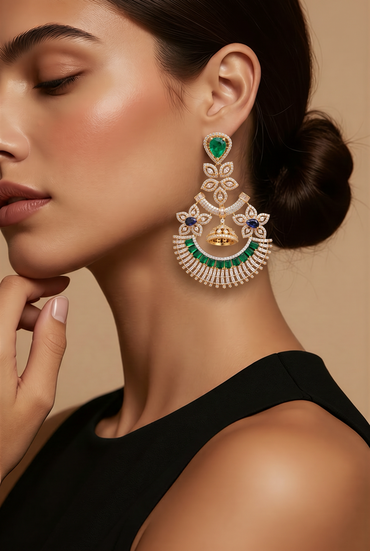Emerald Garden Chandbali Earrings