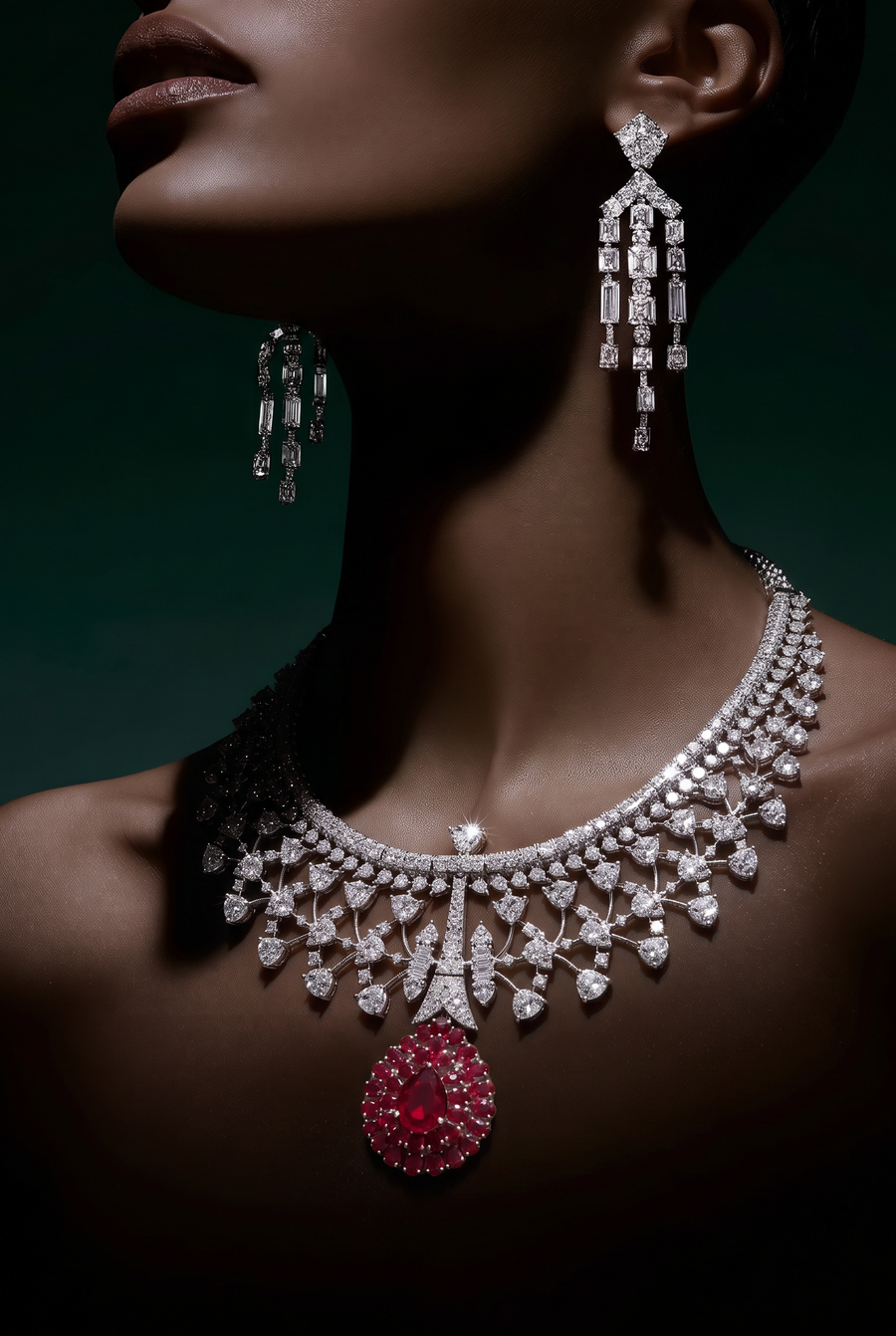 Crimson Royale Statement Necklace Set