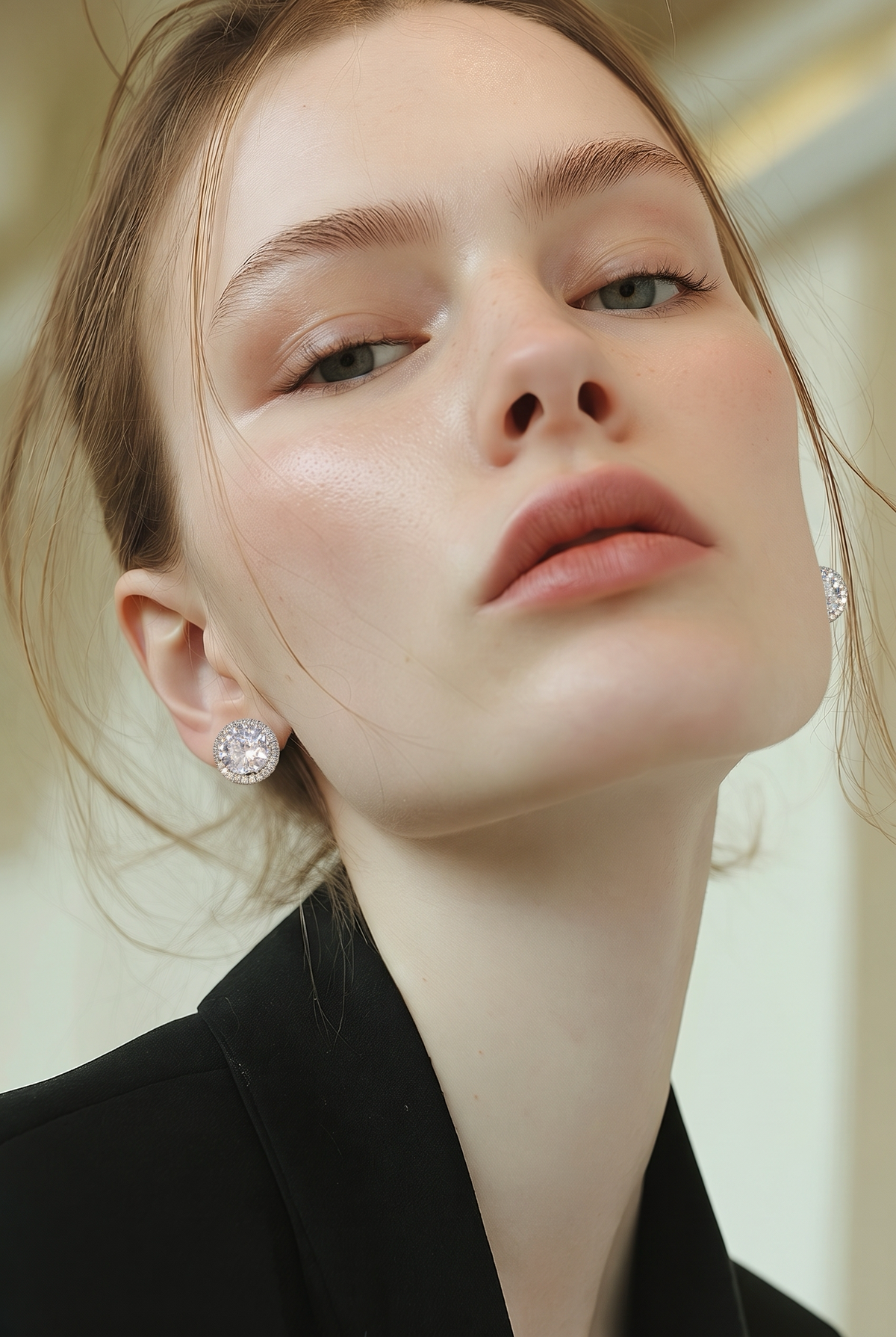 Brilliant Solitaire Halo Stud Earrings
