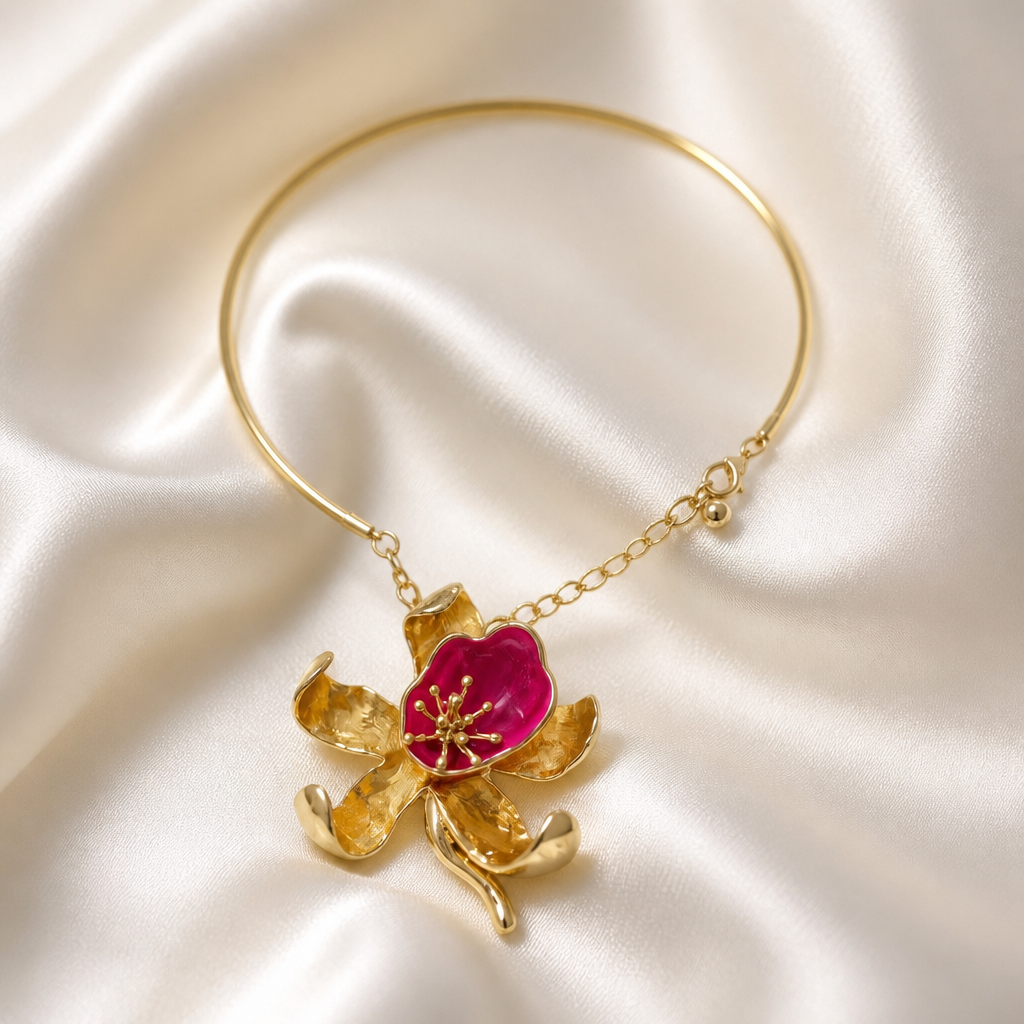 Fuchsia Bloom Sculptural Necklace