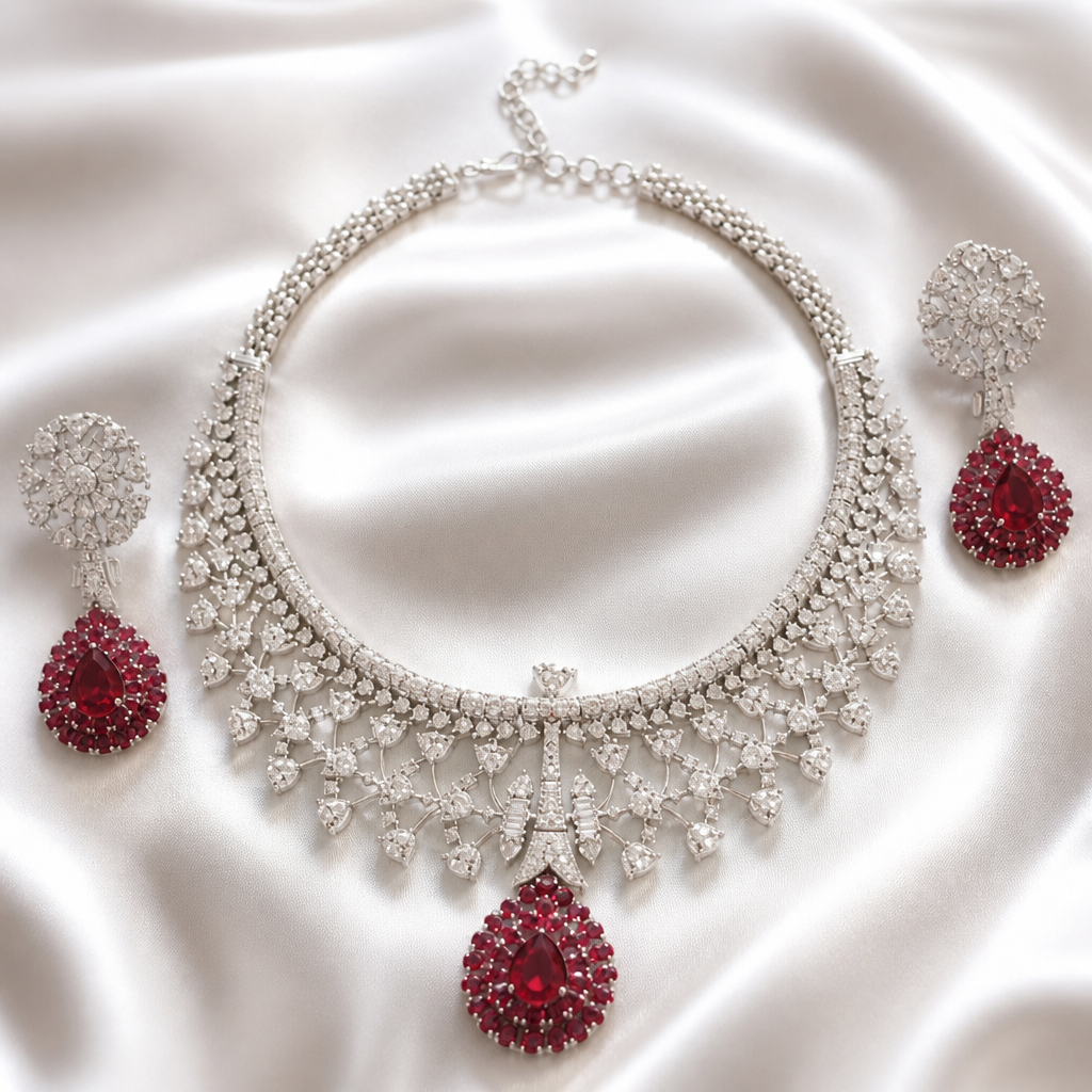 Crimson Royale Statement Necklace Set