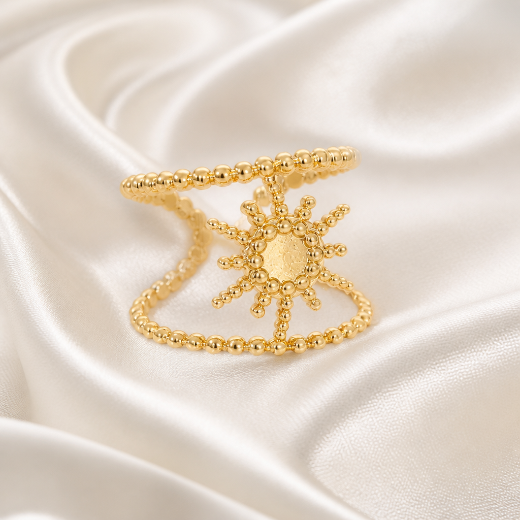 Solara Sunburst Gold Statement Ring