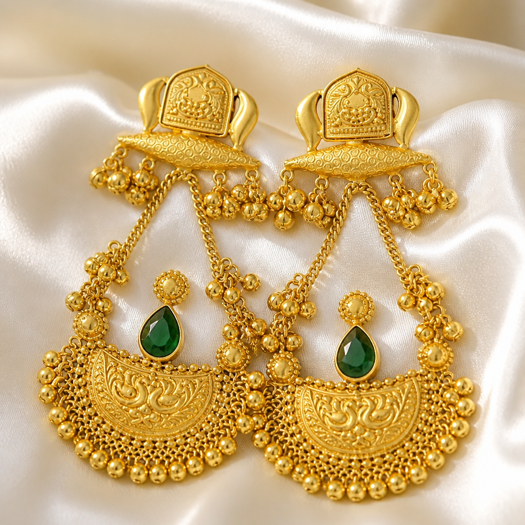 Maharani Emerald Heritage Statement Earrings