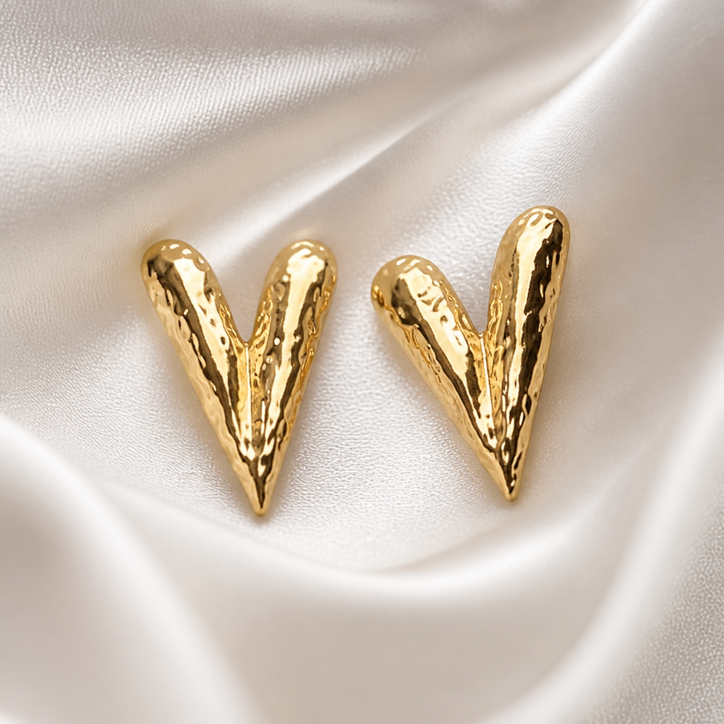 Golden V Sculpted Statement Earrings