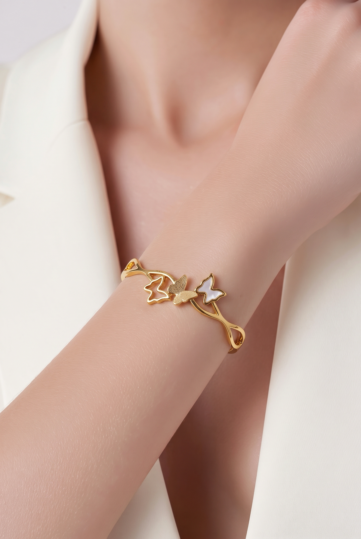 Butterfly Garden Gold Bangle