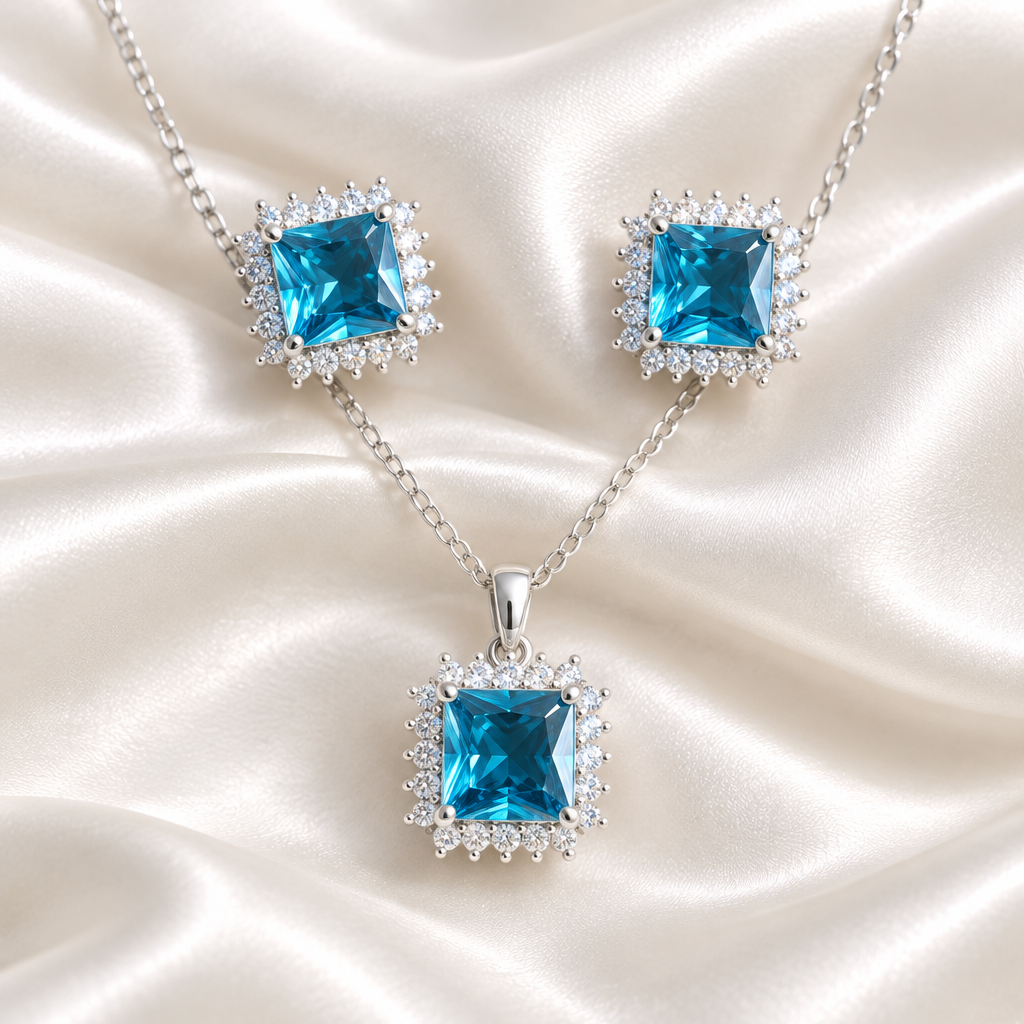 Azure Radiance Necklace &amp; Earrings Set