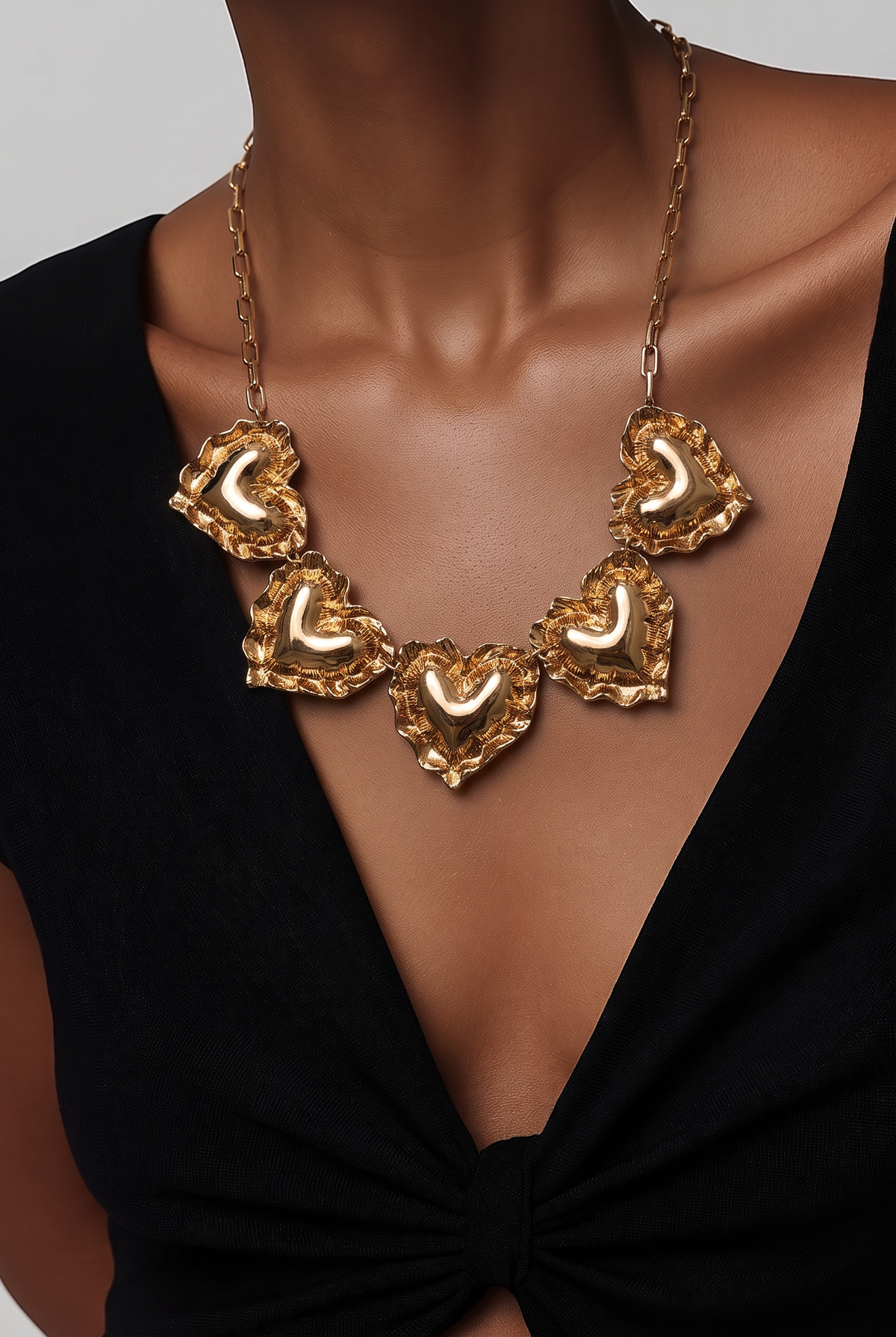 Amouré Golden Hearts Statement Necklace