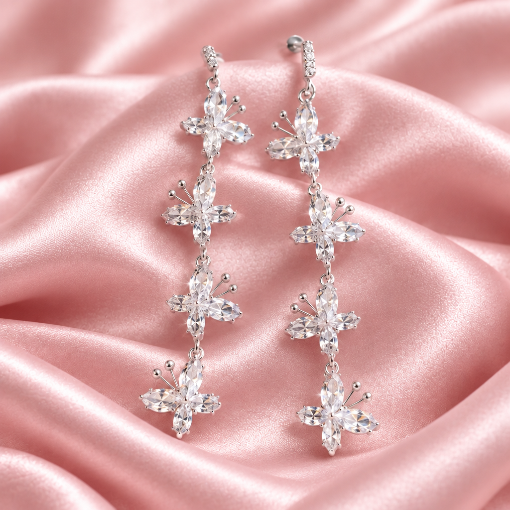 Crystal Butterfly Cascade Earrings