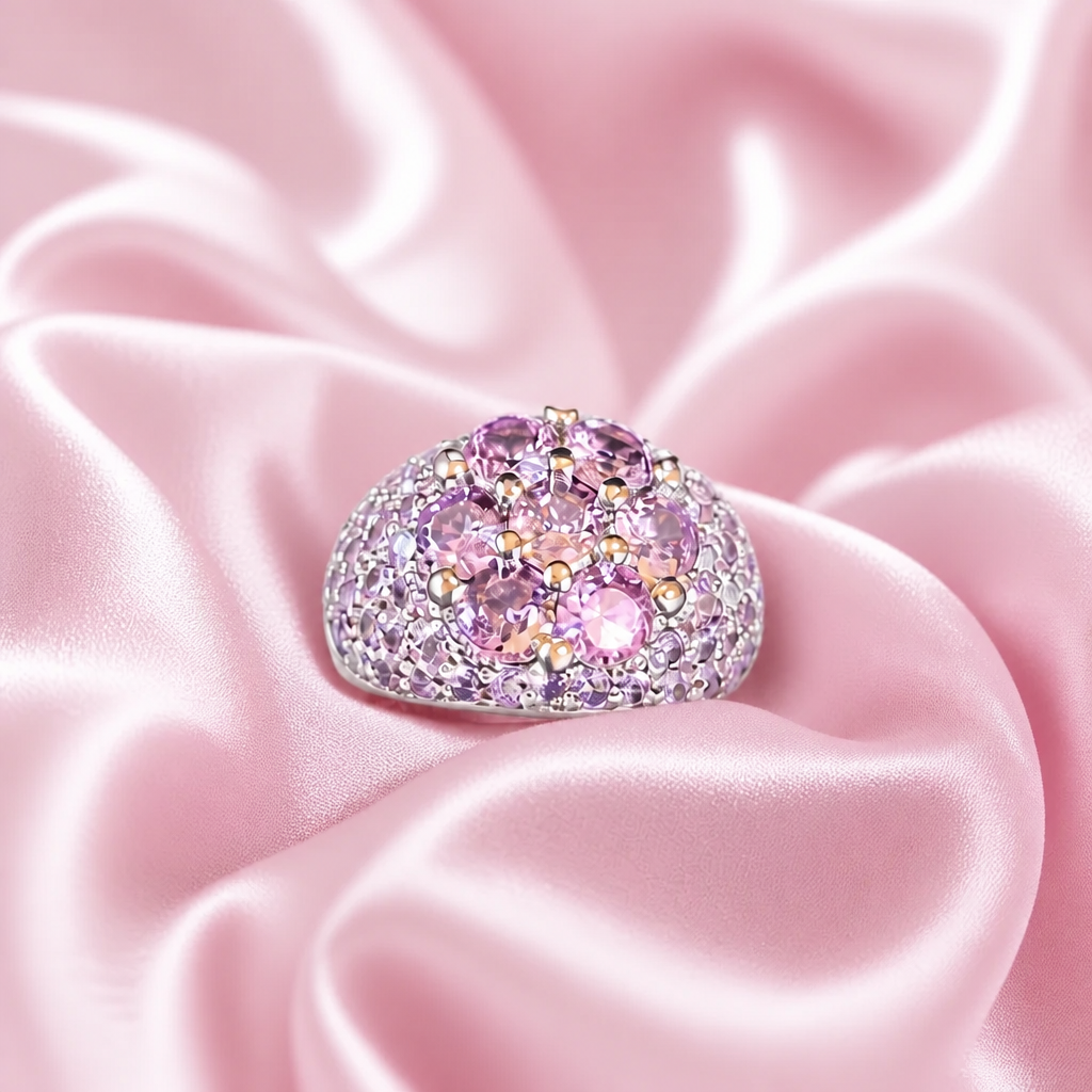 Amélie Blush Crystal Cluster Ring