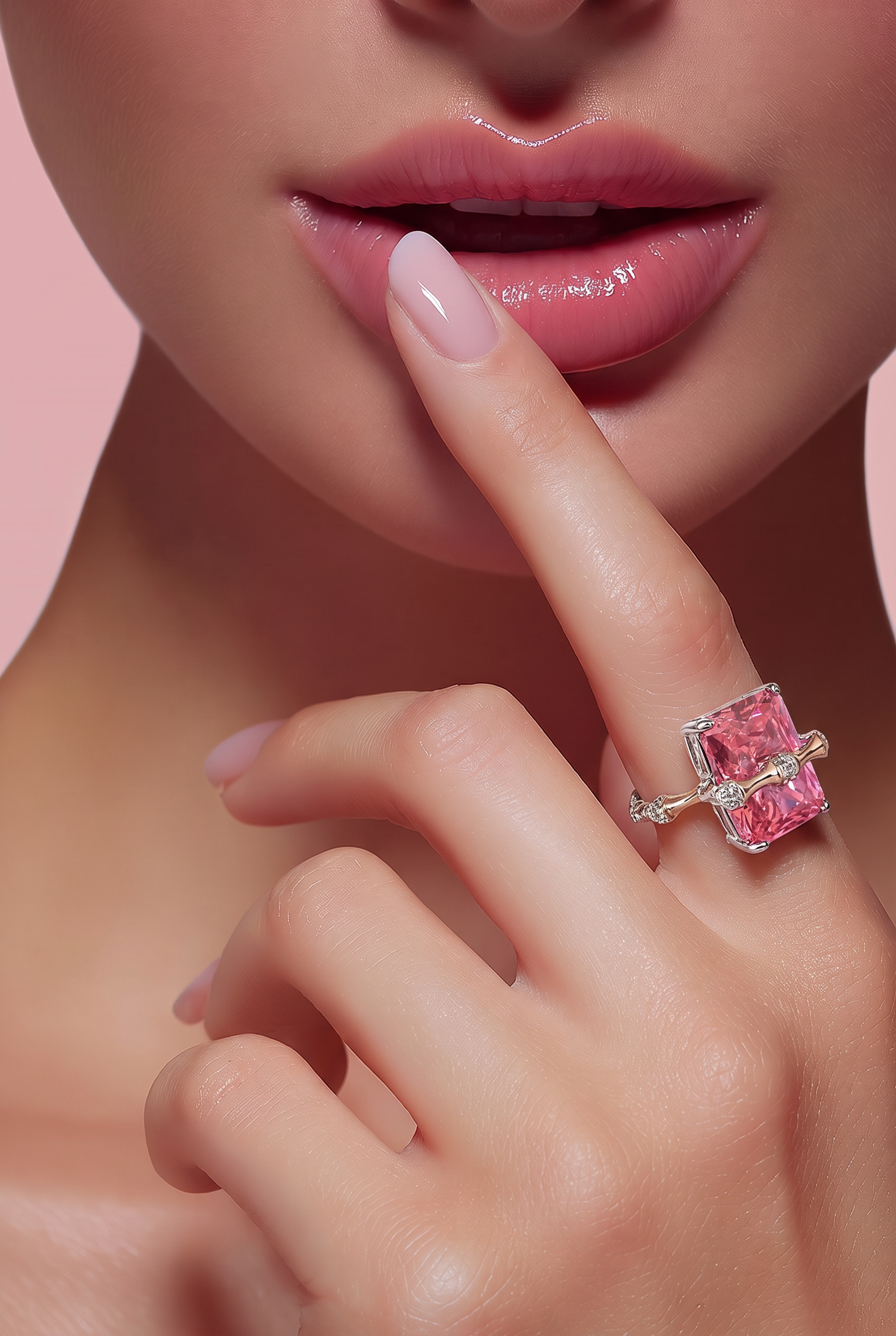 Rosé Radiance Pink Crystal Statement Ring