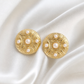 Golden Ripple Pearl Statement Earrings