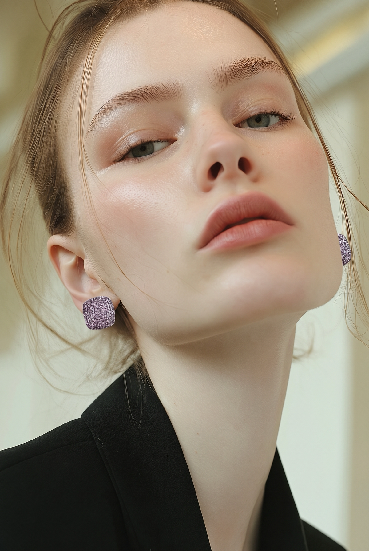 Amethyst Stardust Statement Studs