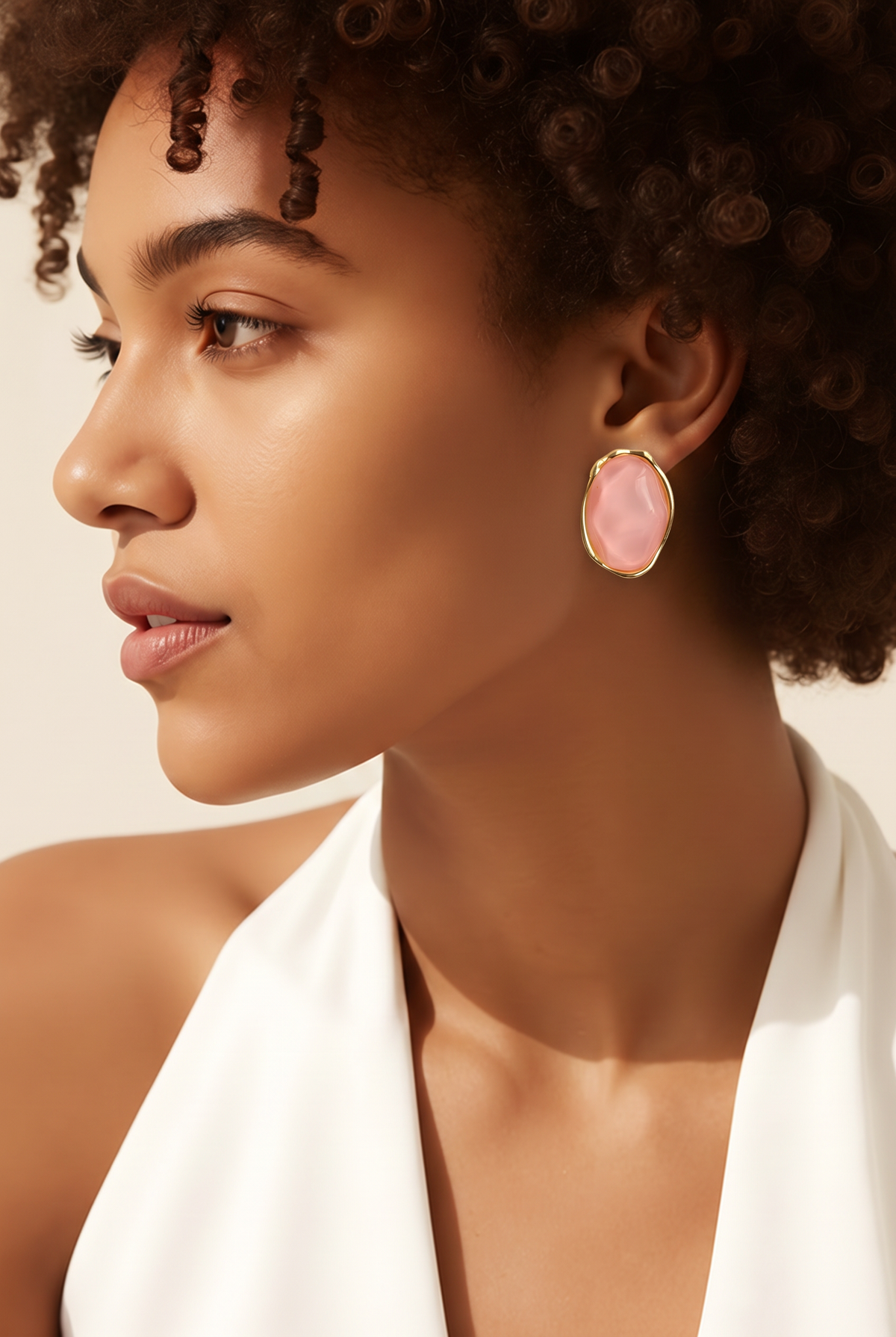 Blush Rose Gold-Trim Stud Earrings