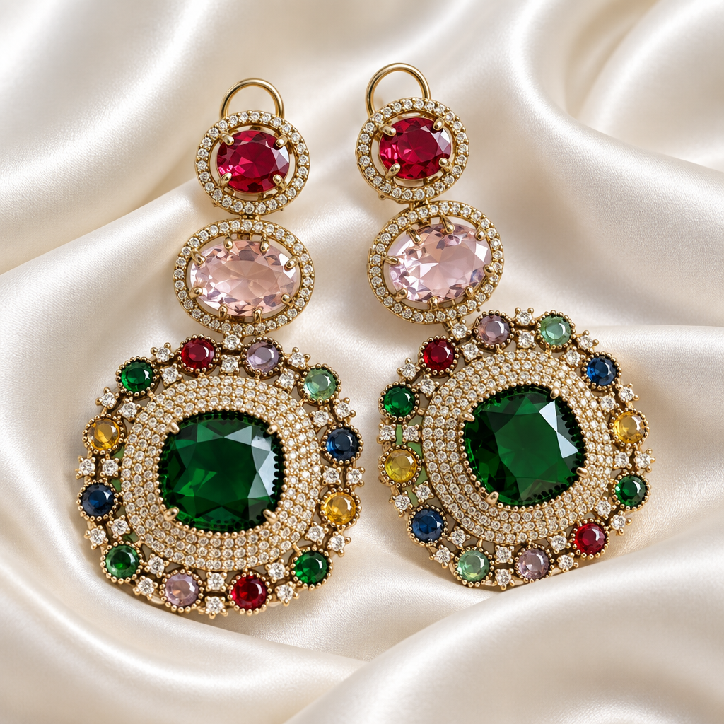 Emerald Carnival Statement Earrings