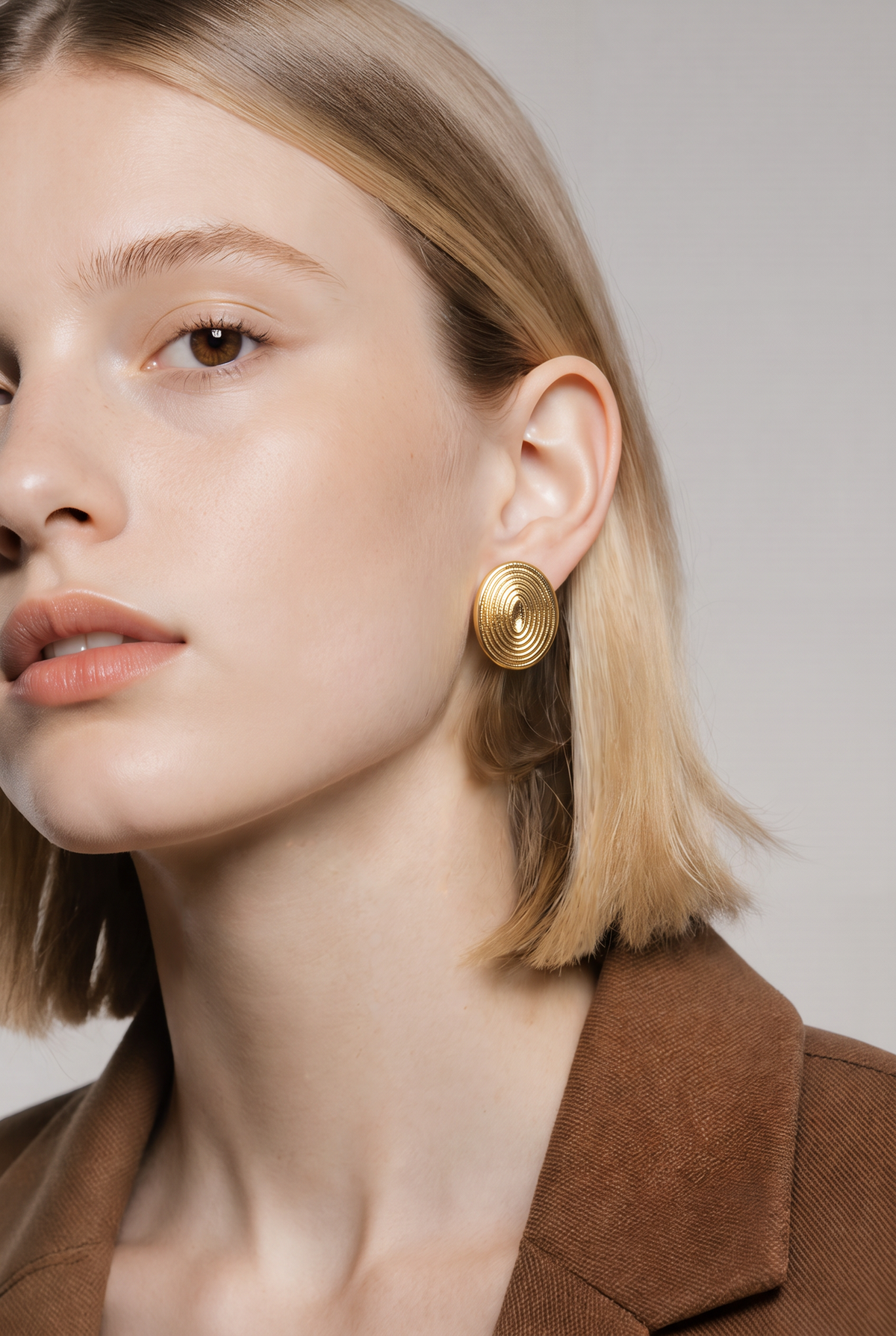 Celeste Golden Ripple Statement Earrings