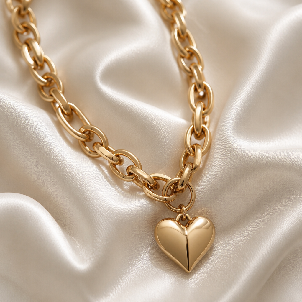 Valentina Heart Charm Gold Necklace
