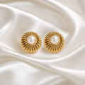 Golden Radiance Pearl Stud Earrings