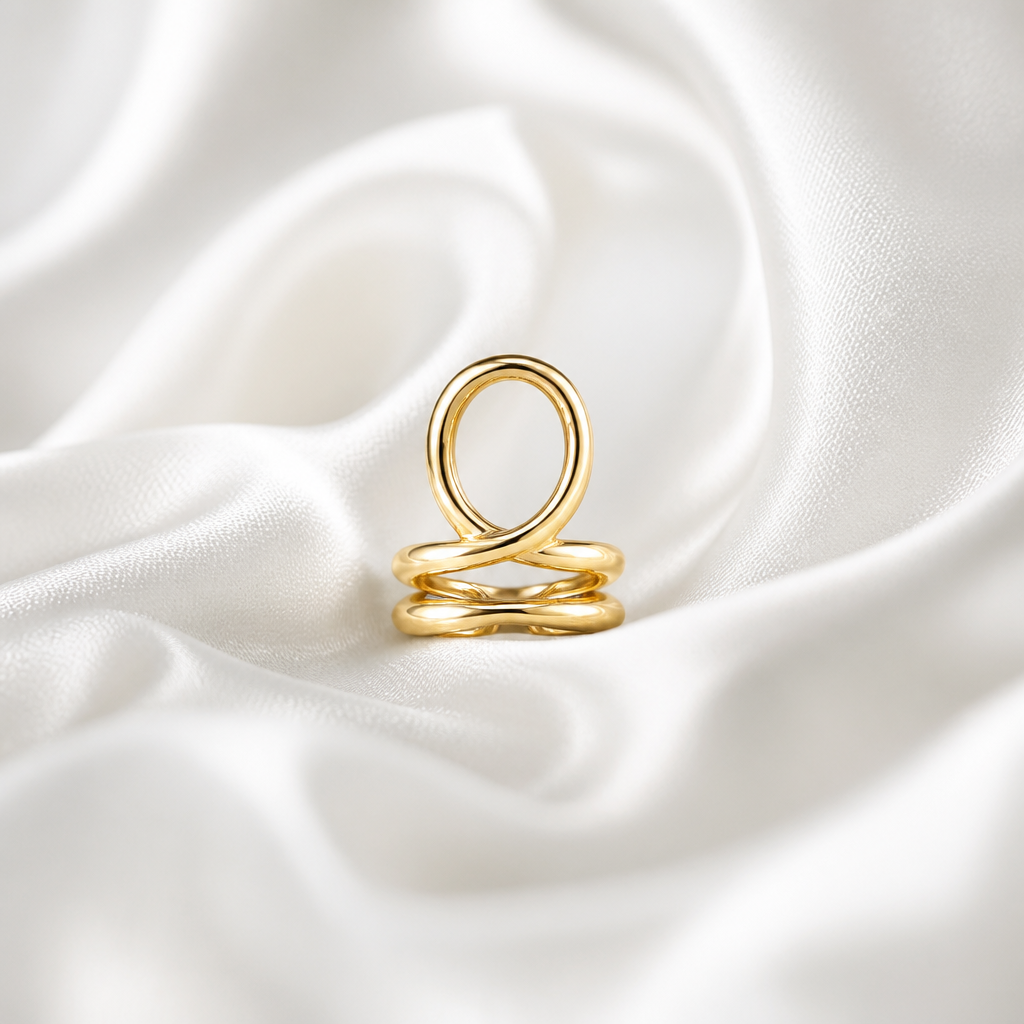 Infinity Sculptural Gold Statement Ring