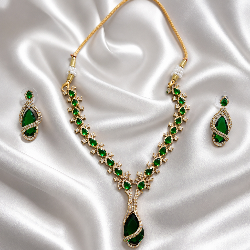 Emerald Empress Statement Necklace Set