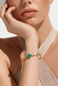 Valentina Emerald Clover Gold Bangle