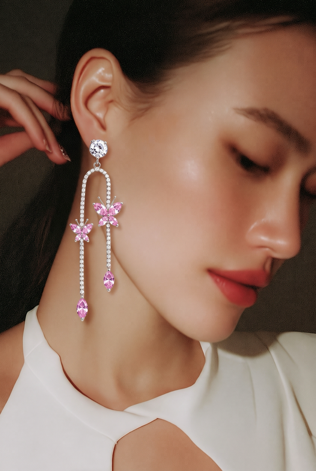Blush Butterfly Drop Earrings