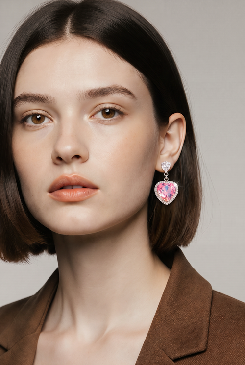 Amour Pink Heart Earrings