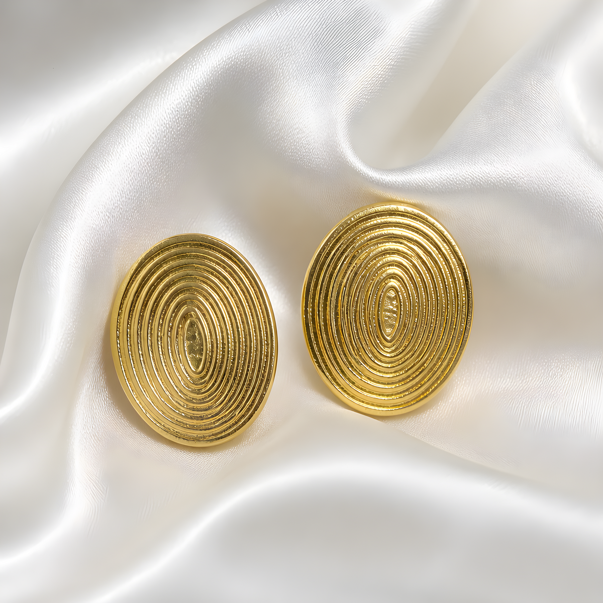 Celeste Golden Ripple Statement Earrings