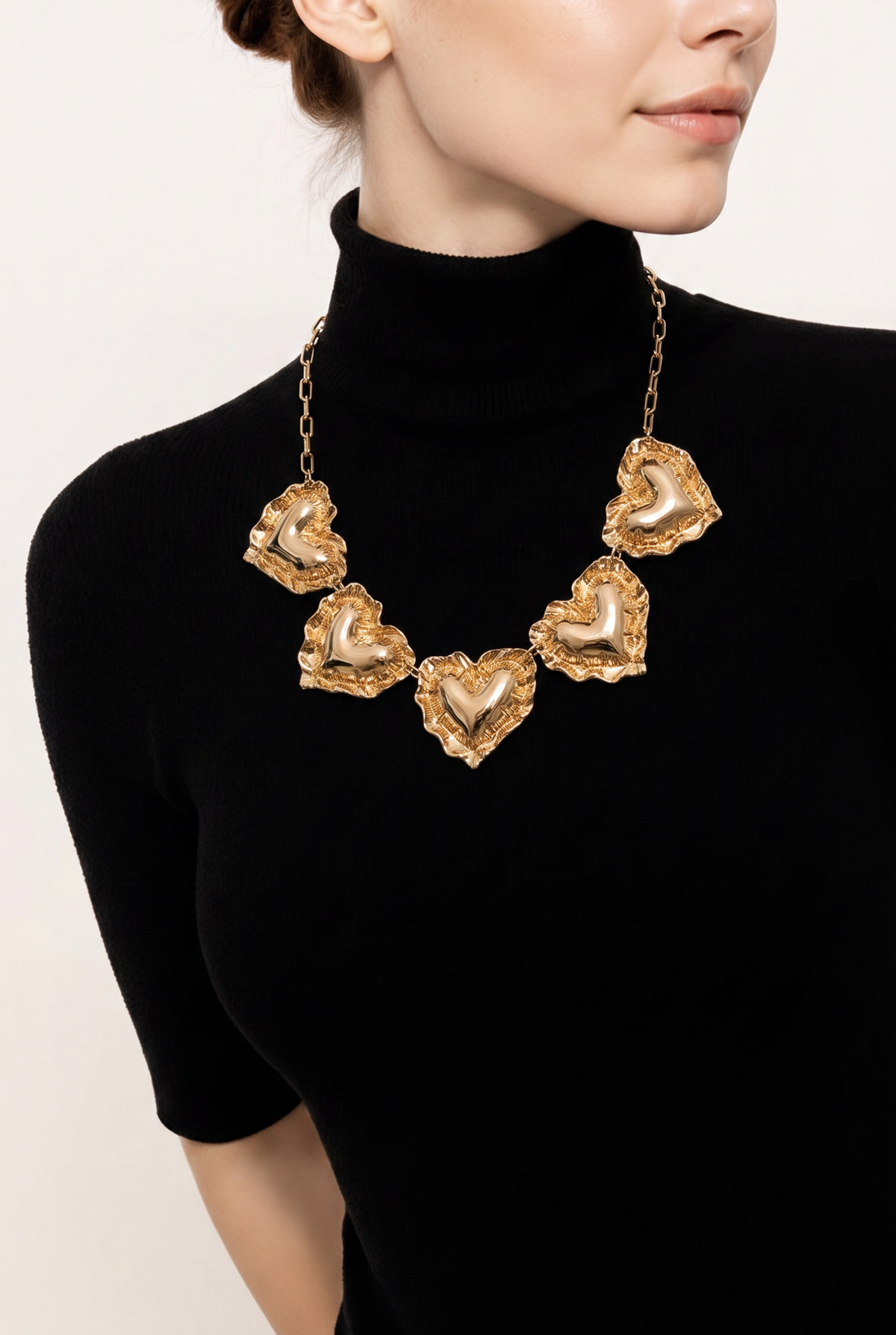 Amouré Golden Hearts Statement Necklace