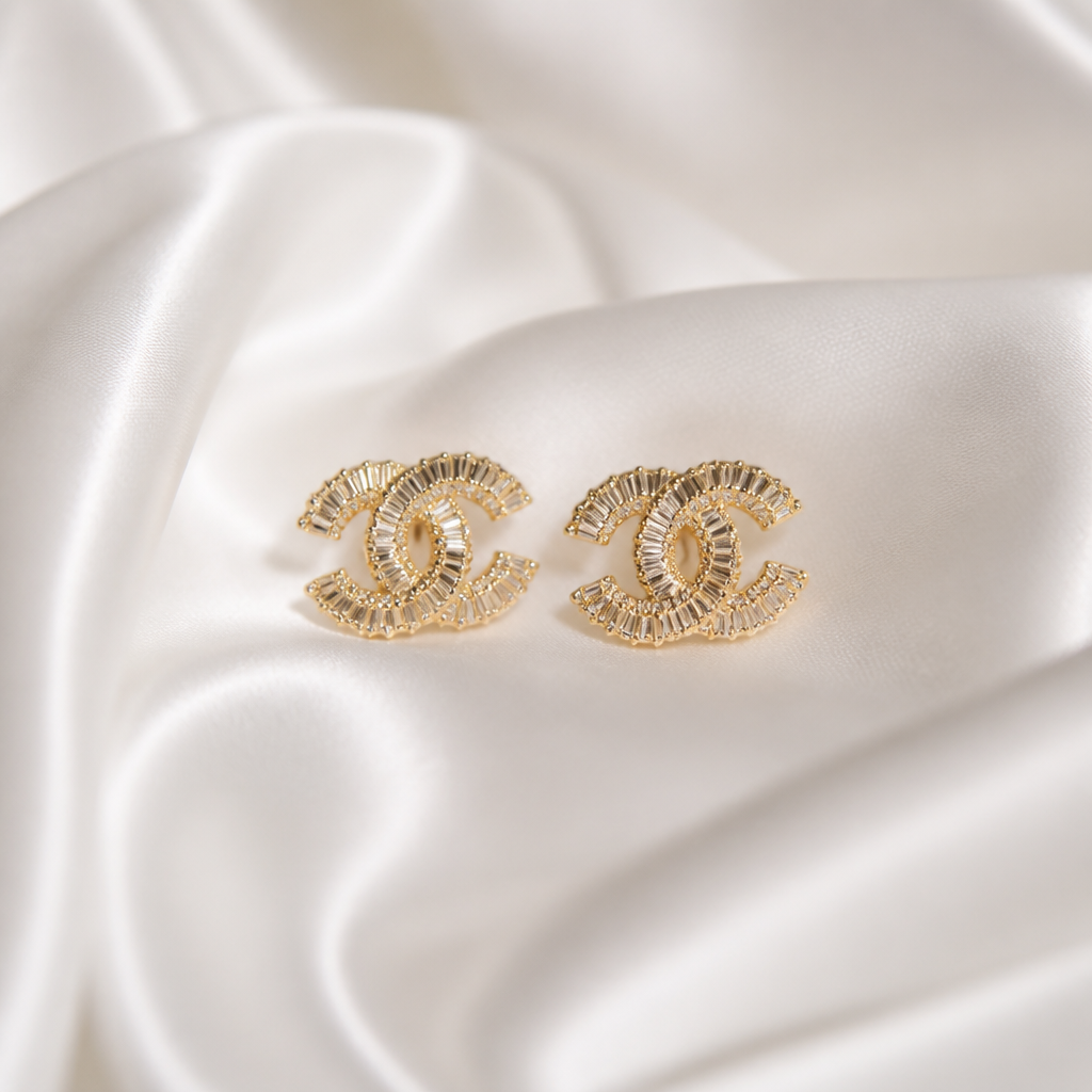 Luxe Crystal Interlock Stud Earrings