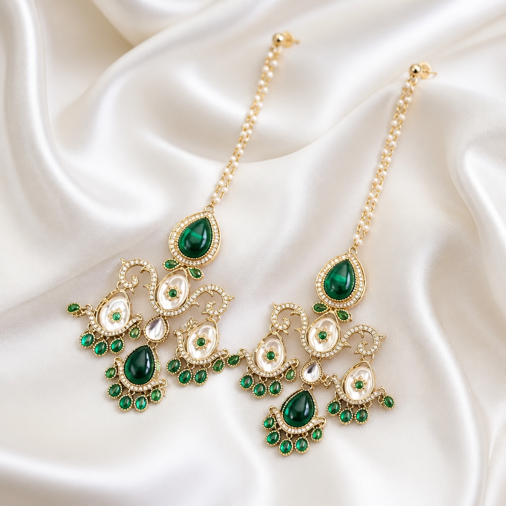 Emerald Meher Peacock Statement Earrings