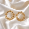 Golden Starfish Circle Earrings