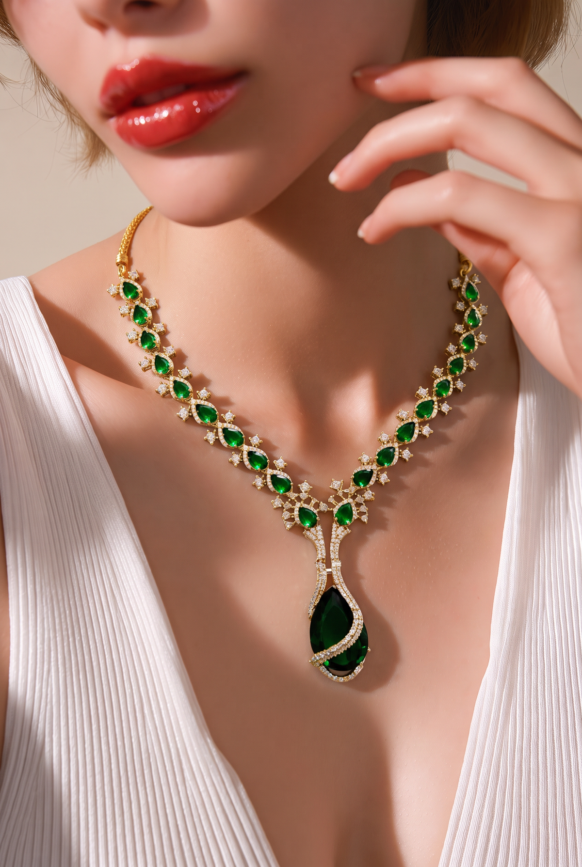 Emerald Empress Statement Necklace Set