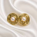 Golden circle Pearl Statement Earrings