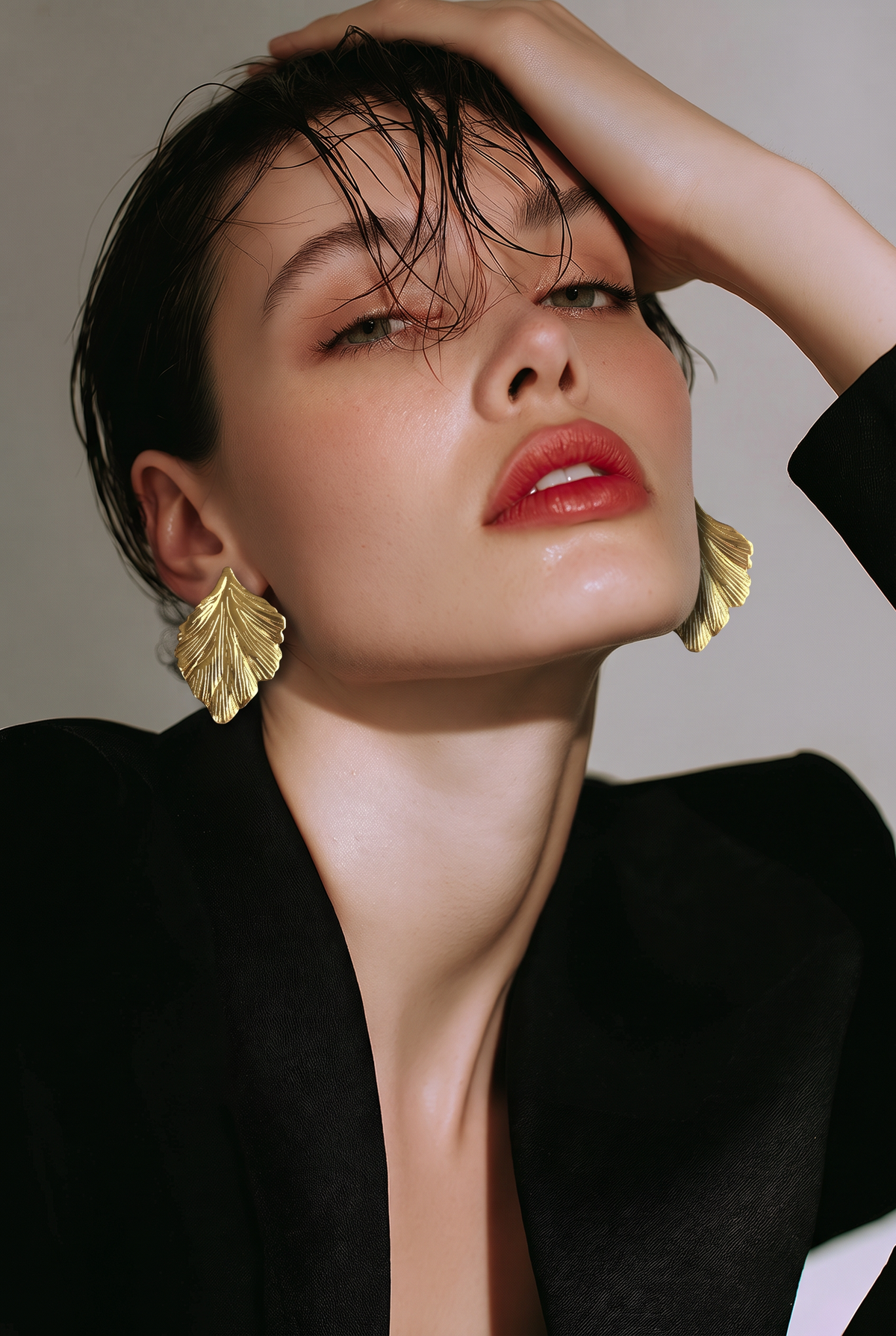 Aurelia Golden Leaf Statement Earrings