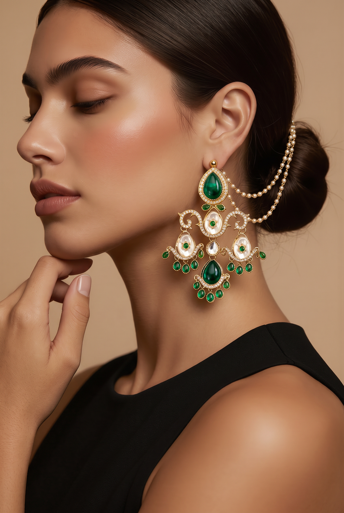 Emerald Meher Peacock Statement Earrings