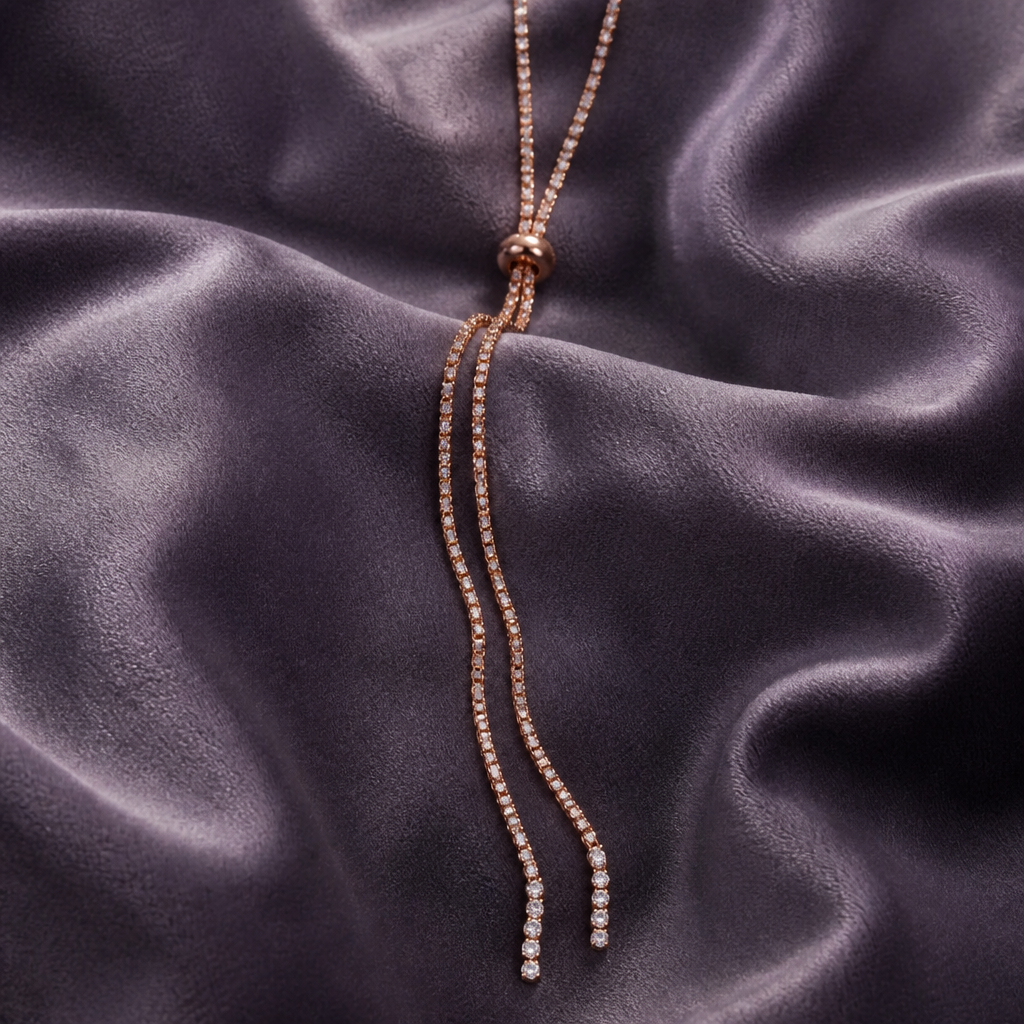 Celeste Rose Gold Crystal Lariat Necklace