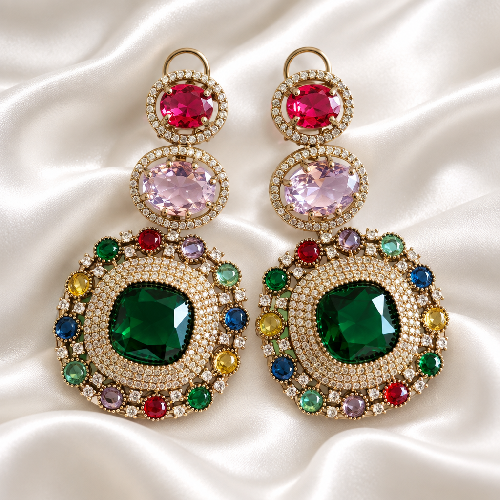 Emerald Carnival Statement Earrings