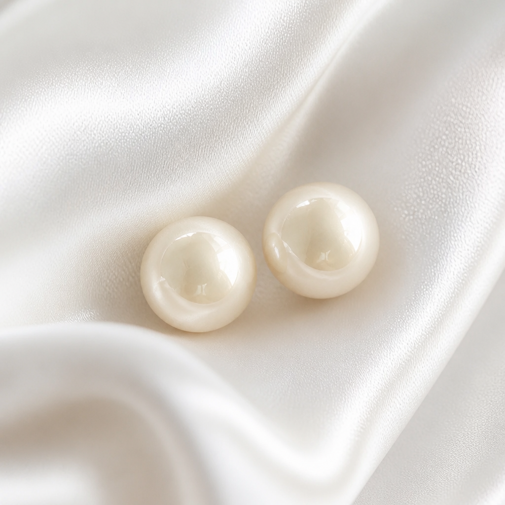 Ivory Dome Statement Stud Earrings