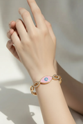 Serena Pink Evil Eye Gold Bangle