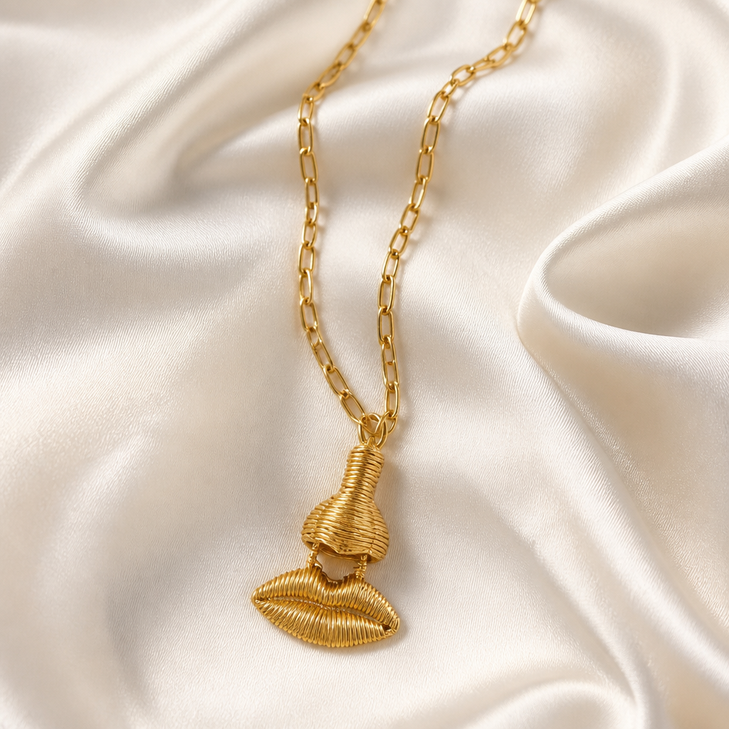 Muse Golden Lips Pendant Necklace