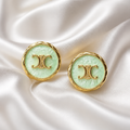 Mint Elegance Medallion Stud Earrings