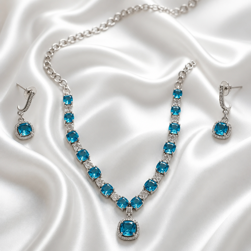 Azure Radiance Crystal Necklace Set