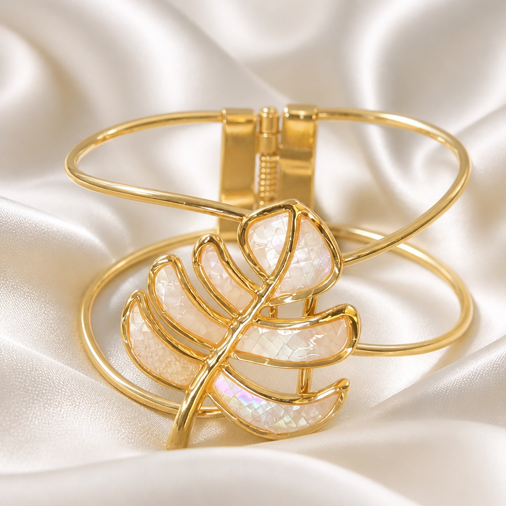 Elara Mother-of-Pearl Leaf Cuff