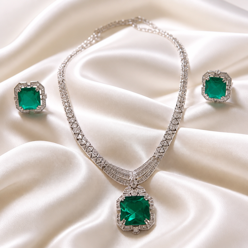 Emerald Royale Statement Necklace Set