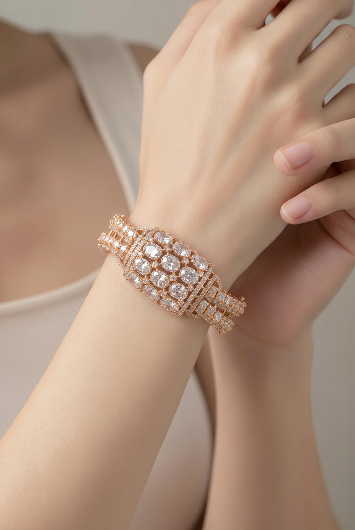 Champagne Radiance Statement Bangle